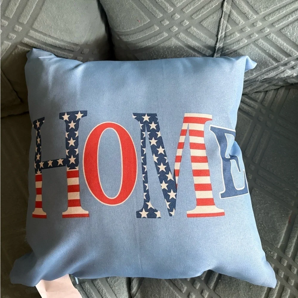 Fun Holiday  Patriotic Blue Home Holiday Pillow Outdoor pillows 16x16